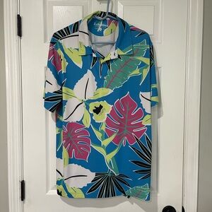 Chubbies Men's Tropical Leaf Print Shirt - Blue and Pink
